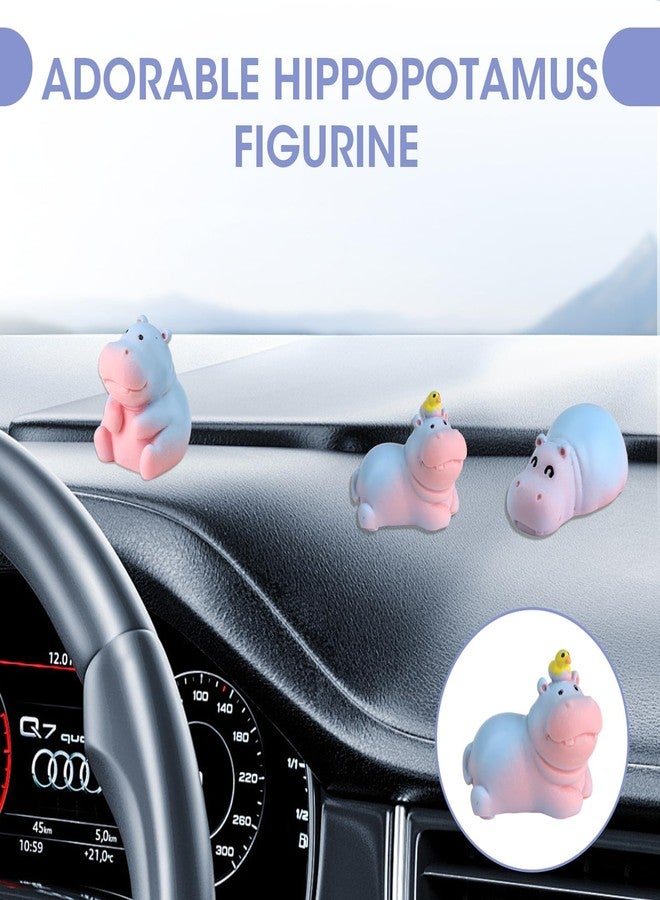 Nextpal 8 Pcs Mini Hippopotamus Figurines, Cute Hippo Decor for Car Dashboard and Desk, Small Animal Ornaments for Home Office Fairy Garden, Unique Hippopotamus Themed Decoration Set - Image 2